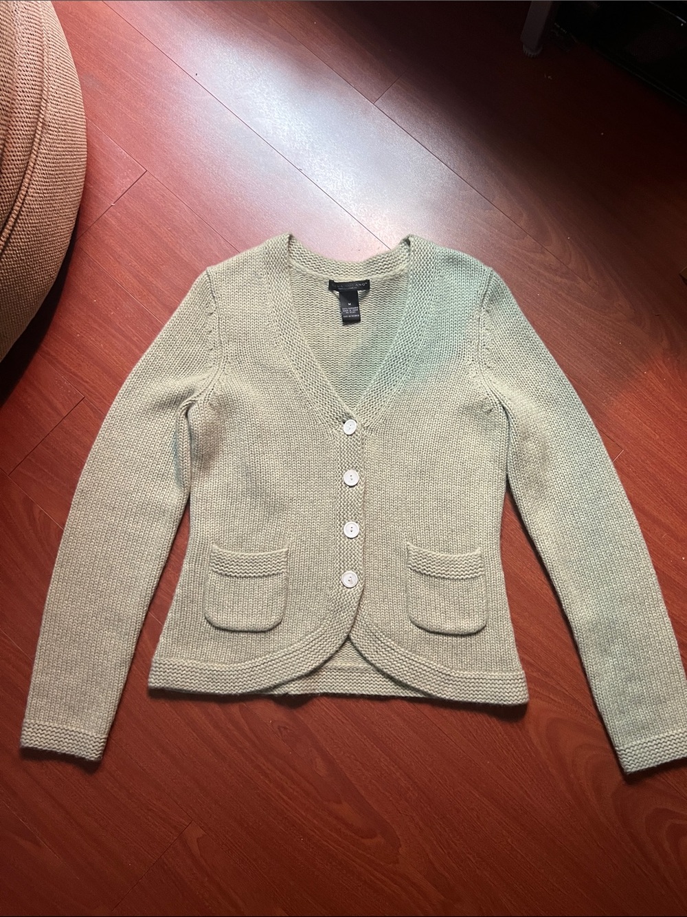 Elena Solano light heather gray V-Neck‎ Button Pocket Cardigan size M